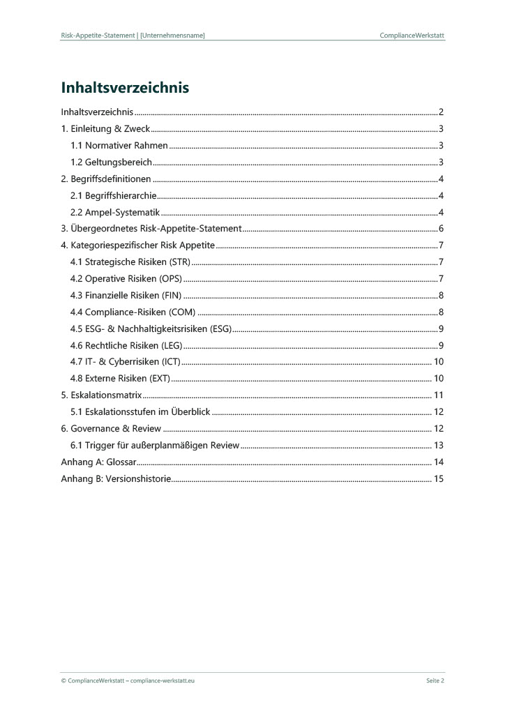 Risk-Appetite-Statement Vorlage – Thumbnail 3