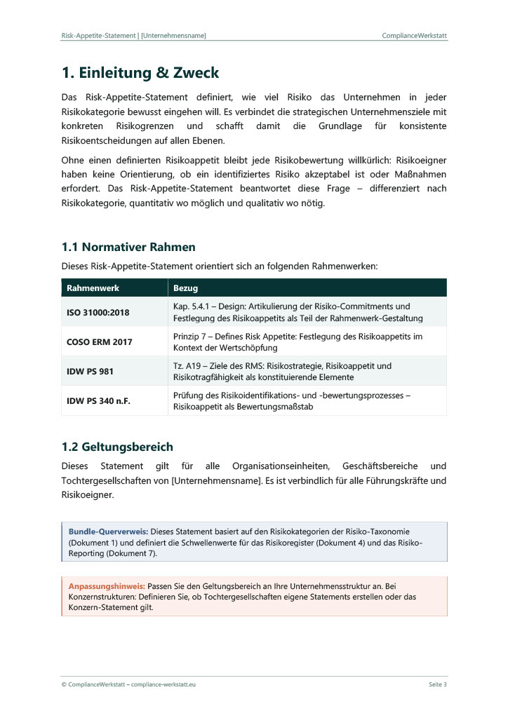 Risk-Appetite-Statement Vorlage – Thumbnail 4