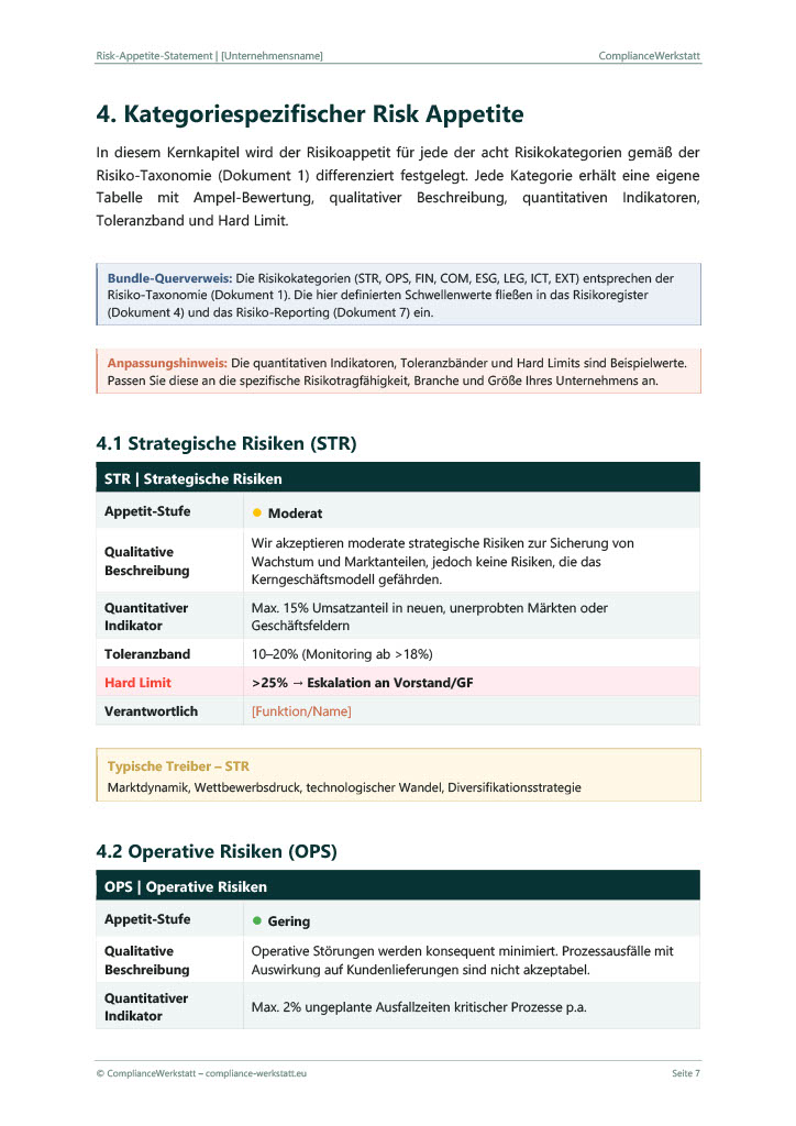 Risk-Appetite-Statement Vorlage – Thumbnail 5