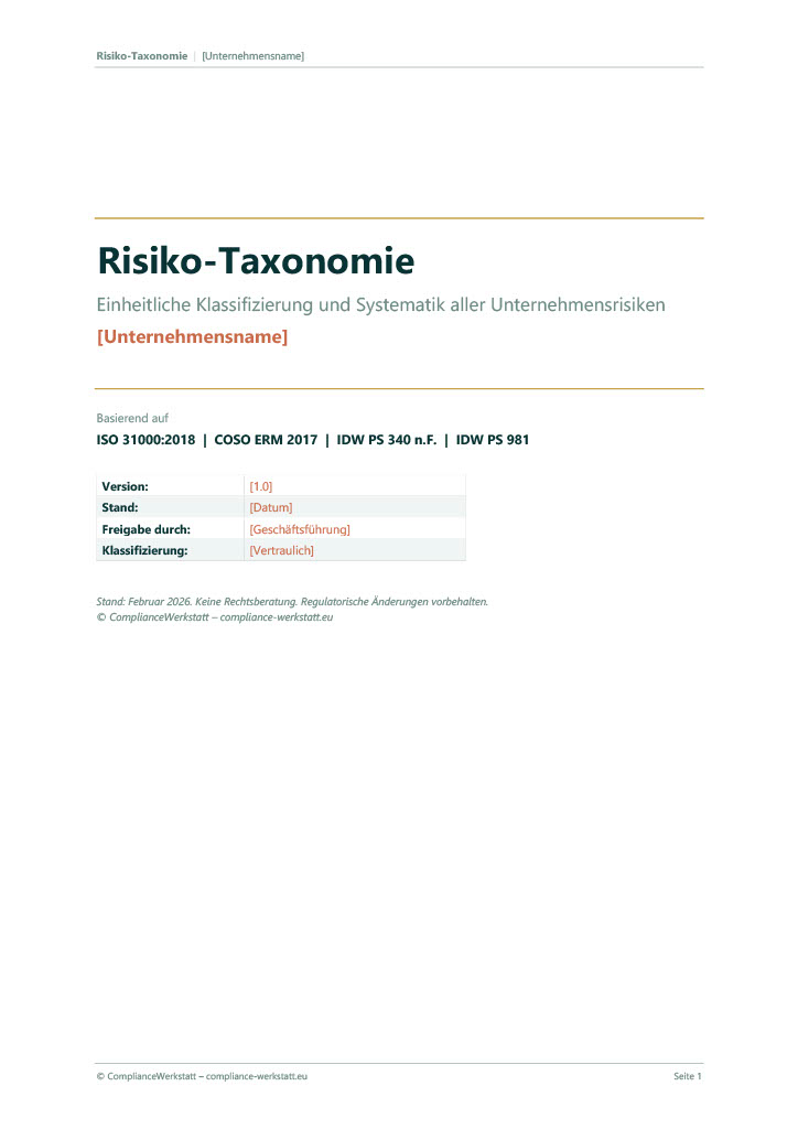 Risiko-Taxonomie Vorlage