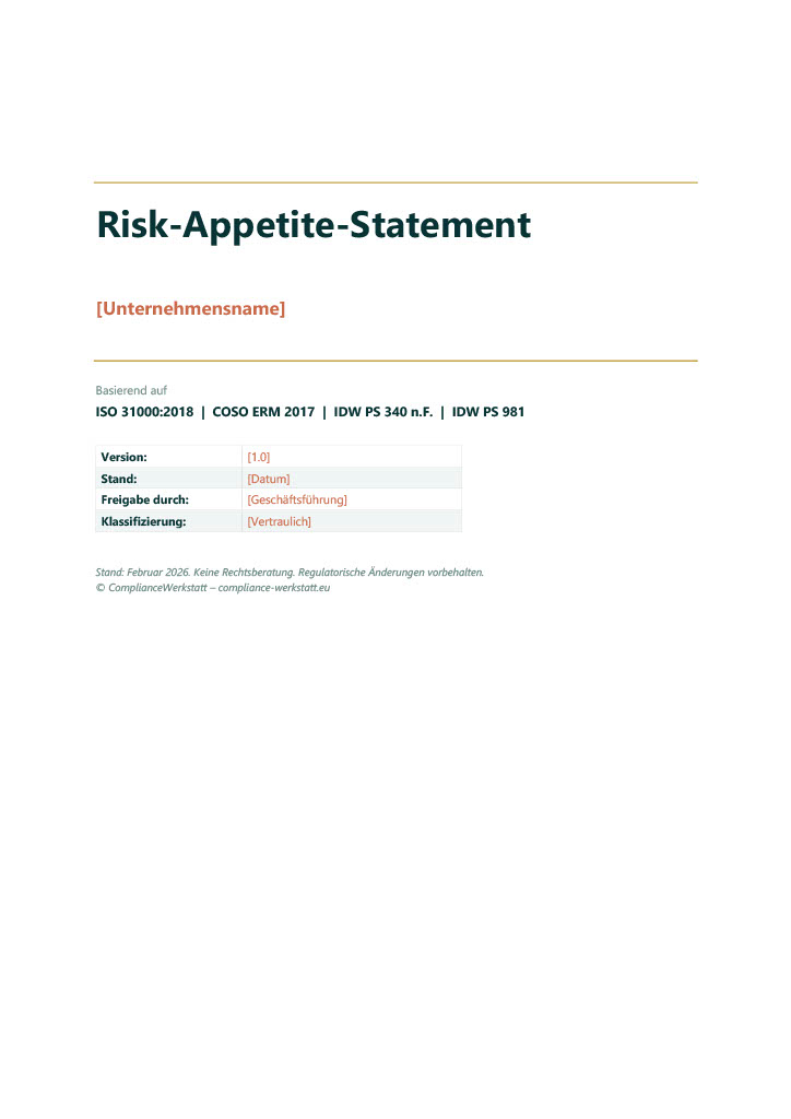 Risk-Appetite-Statement Vorlage