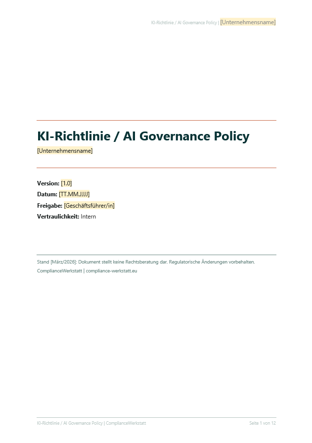 EU AI Act: KI-Richtlinie / AI Governance Policy