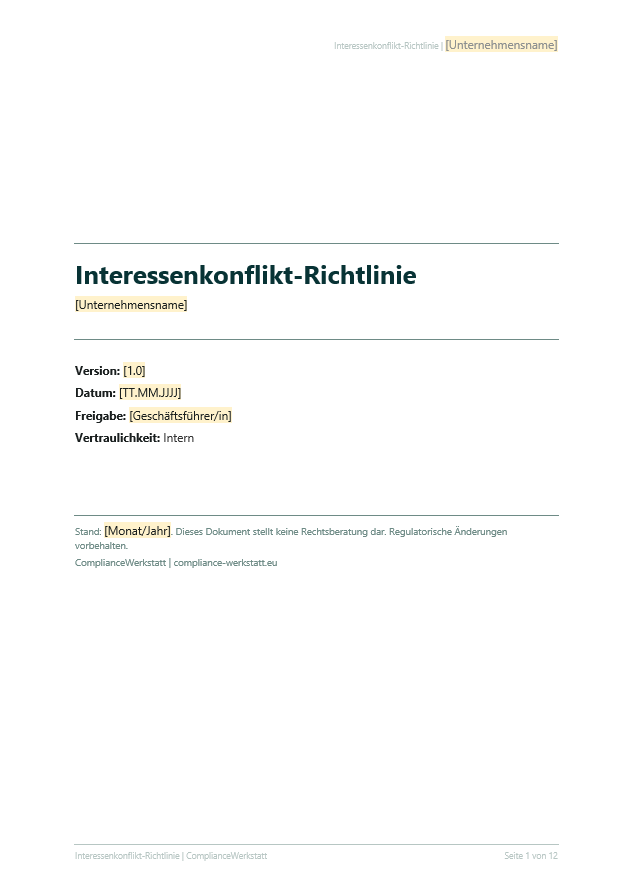 Interessenkonflikt Richtlinie